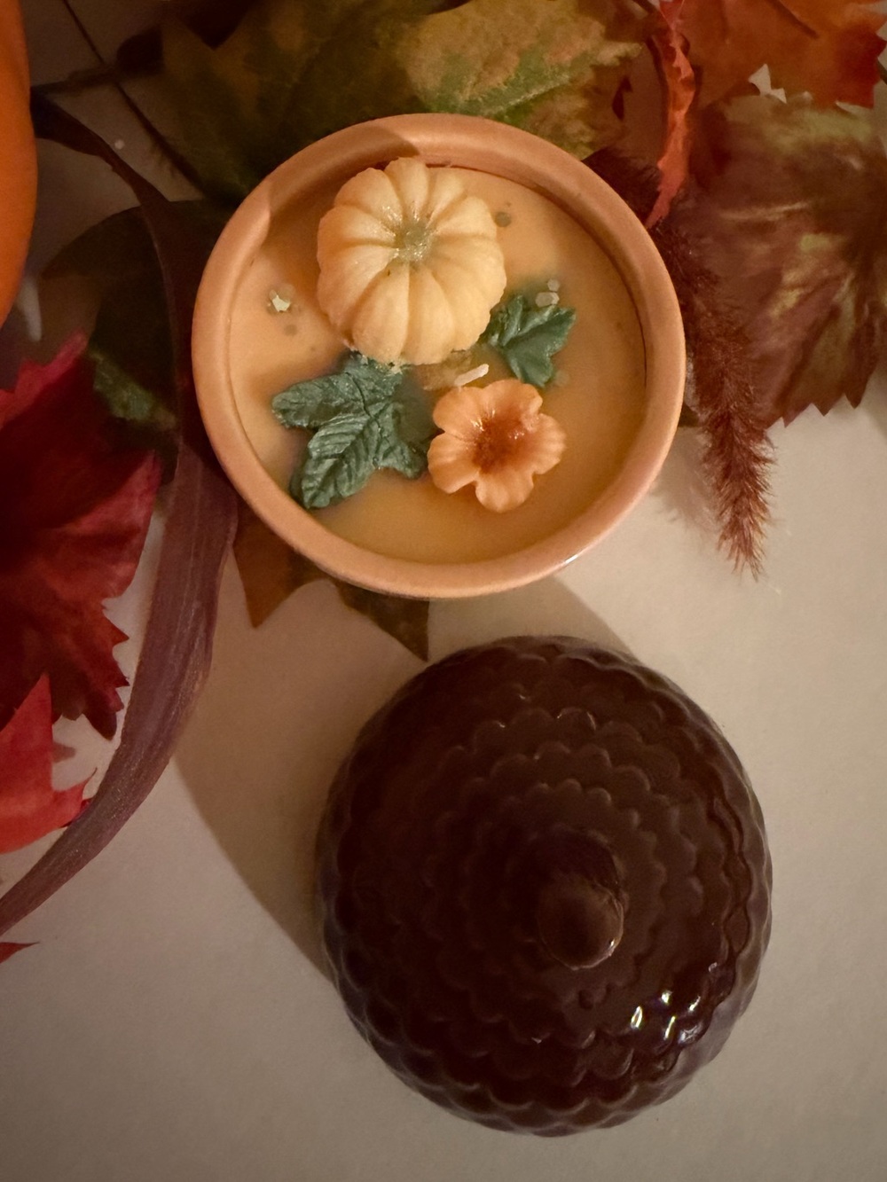 Autumn Acorn  Ceramic Jar with Pumpkin Pie scented Soy candle. 7 oz price firm